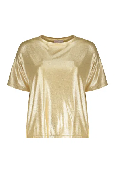 Herno Elegant Shiny Golden Blouse For Any Occasion
