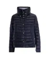 Herno Blue Solid Mock Collar Reversible Jackets In Blue