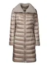 Herno Elisa Beige Down Jacket With Fur Details In Nylon Woman In Beige