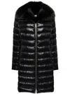 Herno Elisa Fur-trimmed Shell Coat In Black