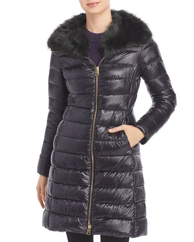 Herno Elisa Faux Fur Collar Puffer Coat In Black