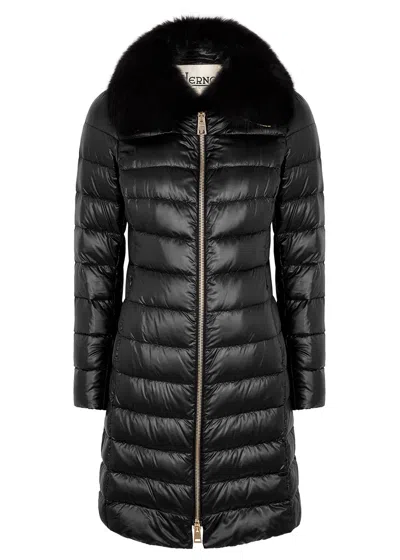 Herno Elisa Fur-trimmed Shell Coat In Brown
