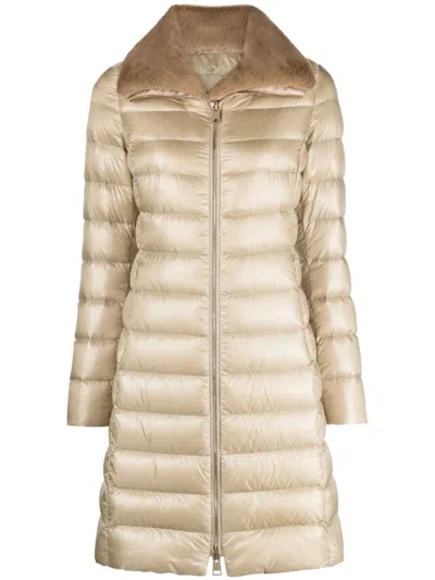 Herno Zip-up Padded Coat In Neutrals