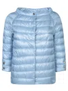 Herno Quilted Button Lightweight Padded Shiny Jacket In Blue