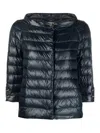 Herno Collarless Quilted Jacket In Blue