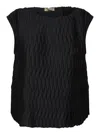 Herno Embossed Black Jersey Top In Black