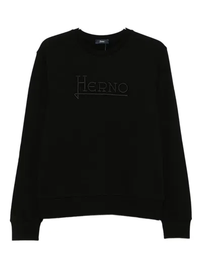 Herno Embroidered-logo Sweatshirt In Black