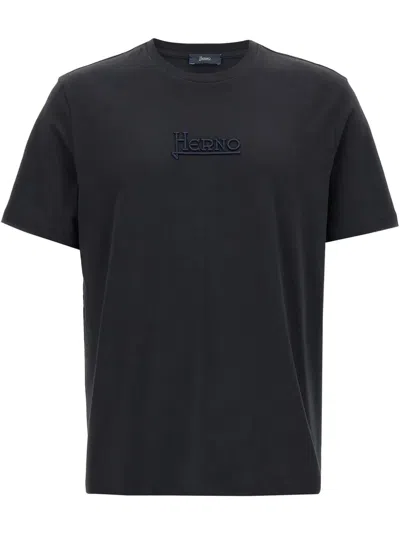 Herno Embroidered Logo T-shirt In Blue