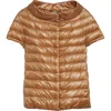 Herno Emilia Cap Sleeve Quilted Down Jacket In Camel
