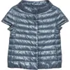 Herno Emilia Cap Sleeve Quilted Down Jacket In Denim Blue