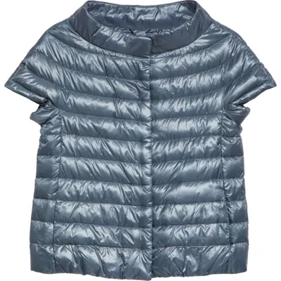 Herno Emilia Cap Sleeve Quilted Down Jacket In Denim Blue
