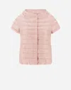 Herno Emilia Water-resistant Ultralight Nylon Puffer Cape In Light Pink