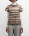 Herno Emilia Water-resistant Ultralight Nylon Puffer Cape In 2600 Light Pastel Brown