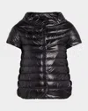 Herno Emilia Water-resistant Ultralight Nylon Puffer Cape In Black
