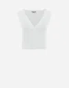 Herno Endless Viscose Rib Top In White