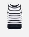 Herno Endless Viscose Stripes トップ In Navy Blue