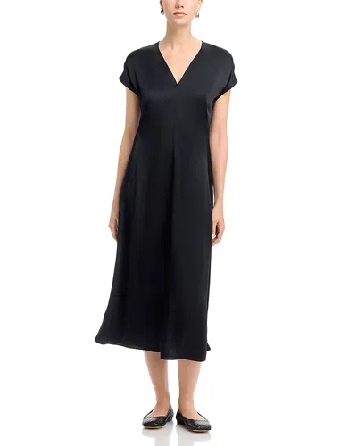 Herno Envers Satin Short Sleeves Dress In Black