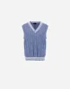 Herno Eternal Cotton Cable Gilet In Light Blue