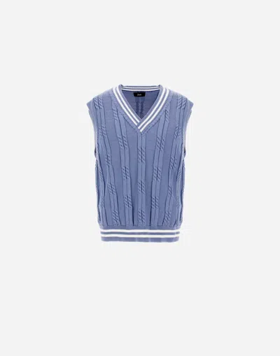 Herno Eternal Cotton Cable Gilet In Light Blue