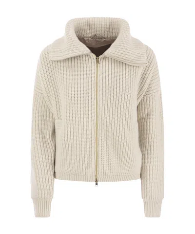 Herno Eternity Chunky-knit Zip-up Cardigan In Gray