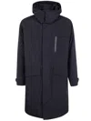 Herno Hooded Zip Coat In Blue