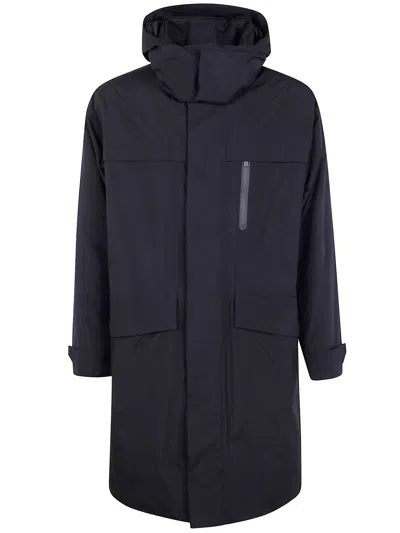 Herno Hooded Zip Coat In Blue