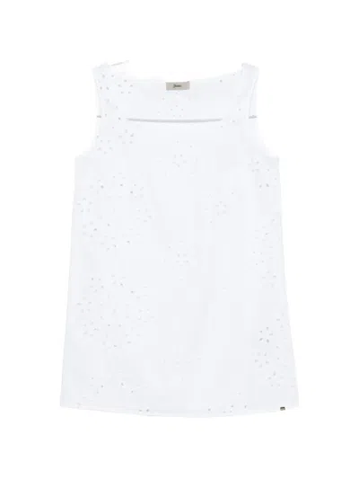 Herno Eyelet Square-neck Top In White