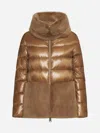 Herno Panelled High-neck Puffer Jacket In Camel