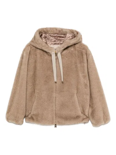 Herno Faux Fur Bomber Jacket In Neutral