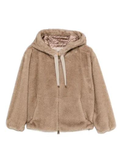 Herno Faux Fur Bomber Jacket In Neutral
