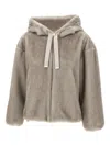 Herno Faux Fur Bomber Jacket In Gray