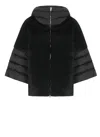 Herno Faux Fur Cape In Black