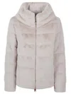 Herno Down Cape Jacket Fur Effect In White