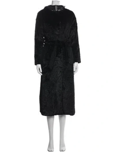Pre-owned Herno Faux Fur Coat In Black