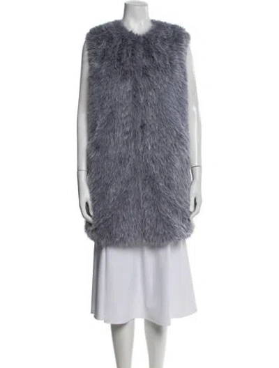 Pre-owned Herno Faux Fur Coat In Blue
