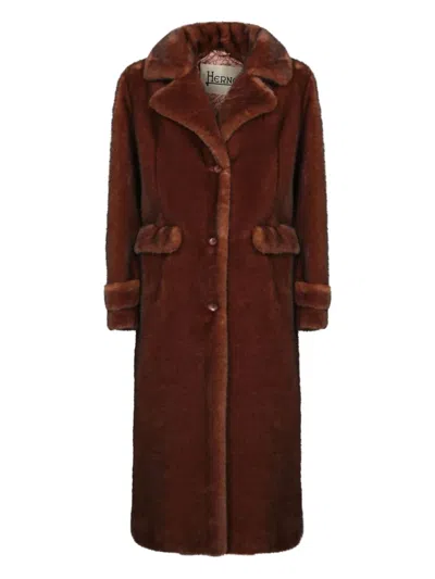 Herno Faux-fur Coat In Brown