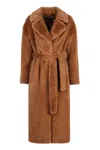 Herno Faux Fur Coat In Camel