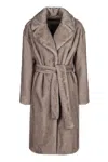 Herno Faux Fur Coat In Gray