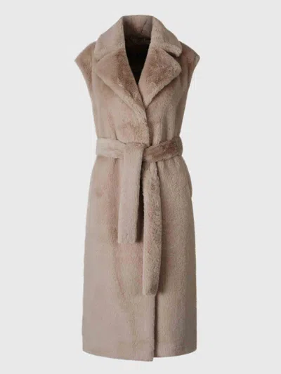 Herno Faux Fur Coat In Neutral