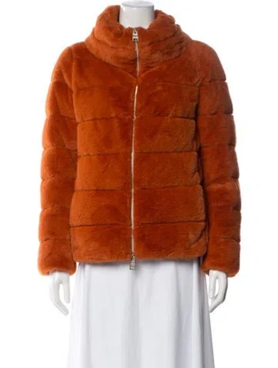 Pre-owned Herno Faux Fur Coat In Orange