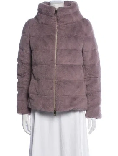 Pre-owned Herno Faux Fur Coat In Purple