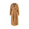 Herno Faux Fur Coat With Belt In Sand