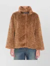 Herno Faux Fur Coat With Leather Belt In Brown