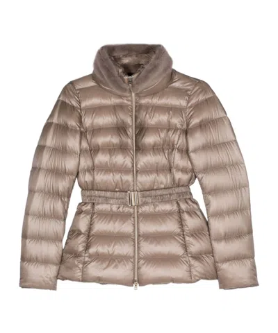 Herno Claudia Faux Fur-trimmed Down Jacket In Neutral