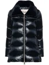 Herno Ultralight Nylon Down Jacket And Lady Alternative Fur In Blue
