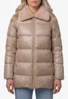 Herno Light Puffer With Collar Ecofur In Beige
