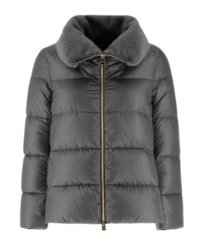 Herno Faux-fur Collar Padded Jacket In Black