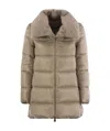 Herno Down Jacket With Cruelty Free Fur Details In Nude