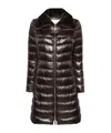 Herno Long Padded Puffer Coat With Faux Fur In Black