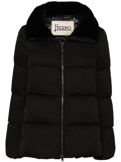 HERNO FAUX-FUR COLLAR PUFFER JACKET